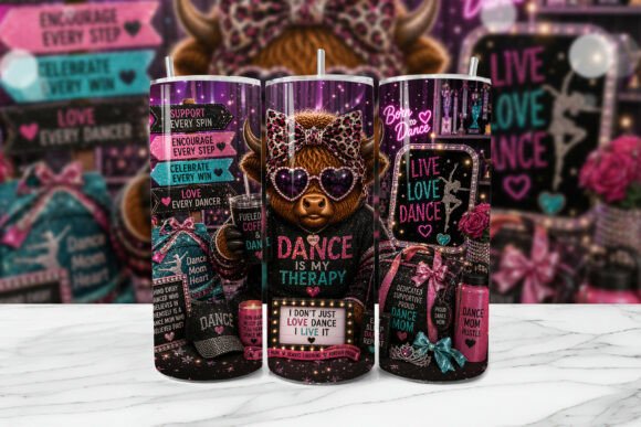Download Dance Mom Highland Cow Tumbler Wrap PNG - Tumbler Collection