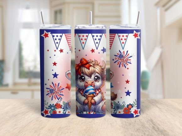 Download July 4th Highland Cow 20 Oz Tumbler Wrap - Tumbler Collection