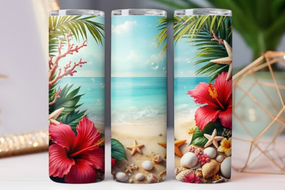 Download Summer Beach Tumbler Wrap Skinny 20oz - Tumbler Collection