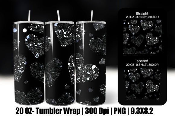Download Black Valentine Heart Tumbler Wrap Png - Tumbler Collection