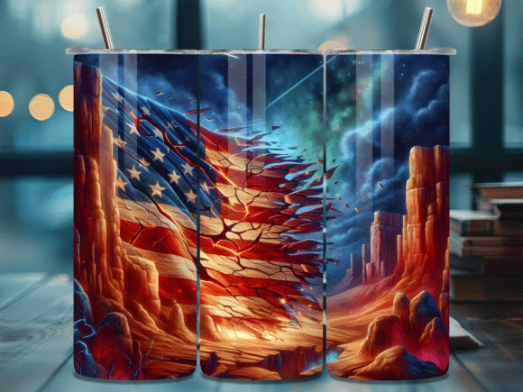 Download Sunset Stars and Stripes Tumbler Wrap - Tumbler Collection