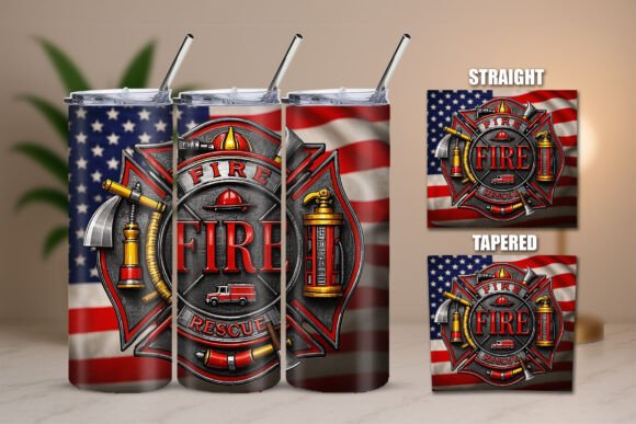 Download USA July 4 Firefighter Art Tumbler Wrap - Tumbler Collection