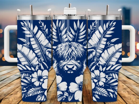 Download Tropical Highland Cow 40oz Tumbler Wrap - Tumbler Collection
