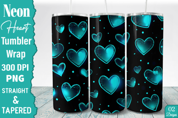 Download Neon Hearts 20 Oz Skinny Tumbler Design - Tumbler Collection