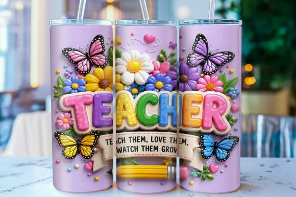 Download 3D Inflated Teacher 20oz Tumbler Wrap - Tumbler Collection