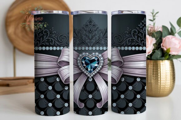 Download Black Lace Tufted Bow 20oz Tumbler Wrap - Tumbler Collection