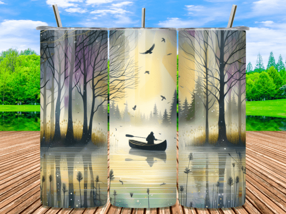 Download Solitary Fisherman Sunset Tumbler Wrap - Tumbler Collection
