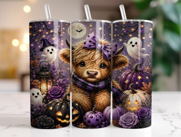 Download Pumpkin Season Highland Cow Tumbler Wrap - Tumbler Collection