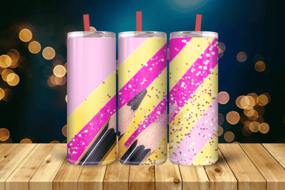 Download Glitter Pencil Teacher Tumbler Wrap - Tumbler Collection