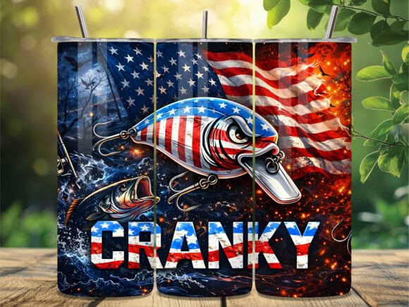 Download Cranky Fishing USA Flag Tumbler Wrap - Tumbler Collection