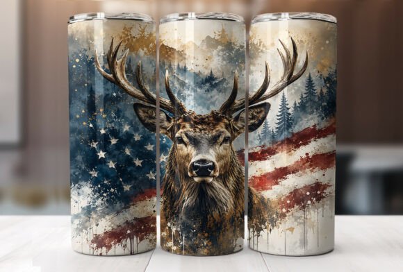 Download Patriotic Deer American Flag Tumbler PNG - Tumbler Collection