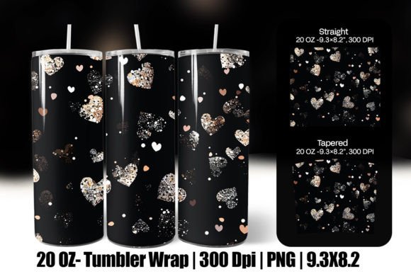 Download Black Valentine Heart Tumbler Wrap Png - Tumbler Collection