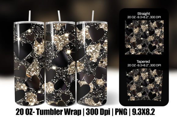 Download Black Valentine Heart Tumbler Wrap Png - Tumbler Collection