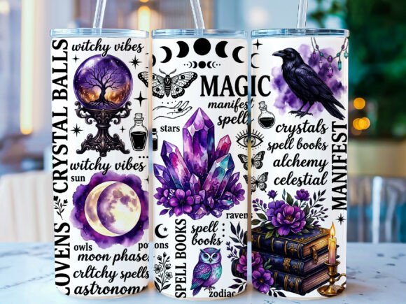 Download Witchy Crystal 20oz Skinny Tumbler Wrap - Tumbler Collection