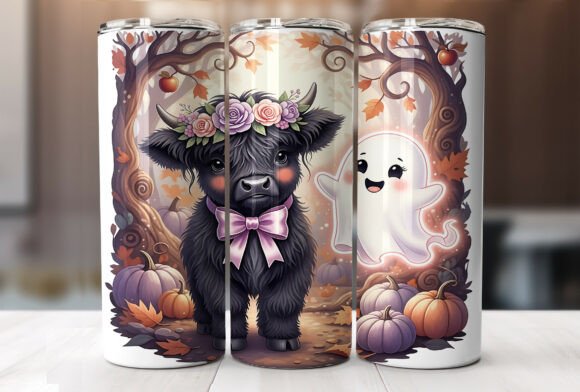 Download 20oz Highland Cow Ghost Tumbler Wrap PNG - Tumbler Collection