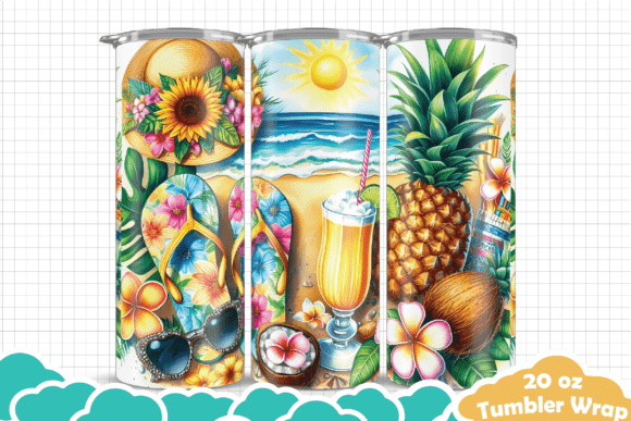 Download Flip Flop Summer Beach Tumbler Wrap - Tumbler Collection