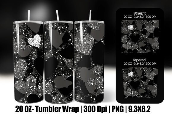 Download Black Valentine Heart Tumbler Wrap Png - Tumbler Collection