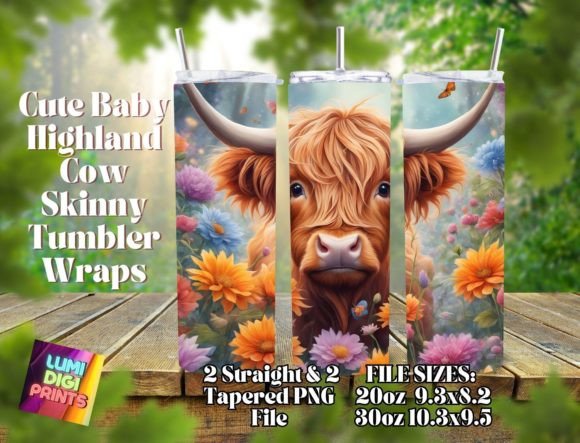 Download Highland Cow Watercolor Tumbler Wrap PNG - Tumbler Collection