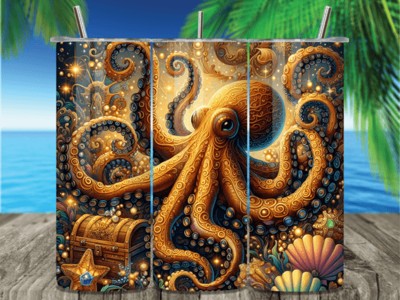Download Treasure Octopus Nautical Tumbler Wrap - Tumbler Collection