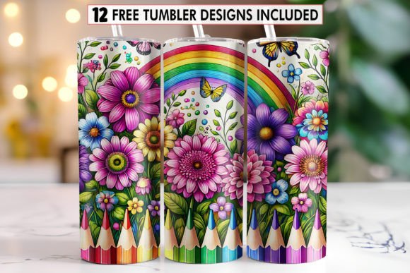 Download Glitter Pencil Teacher Tumbler Wrap - Tumbler Collection