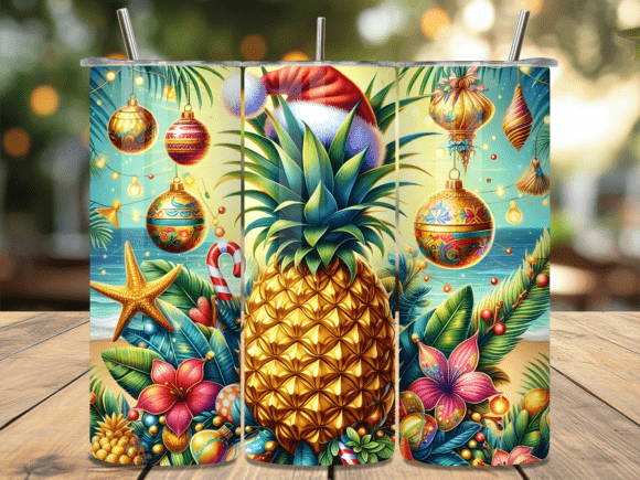 Download Pineapple Christmas Tropical Tumbler PNG - Tumbler Collection