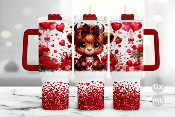 Download Valentine Highland Cow 40oz Tumbler Wrap - Tumbler Collection