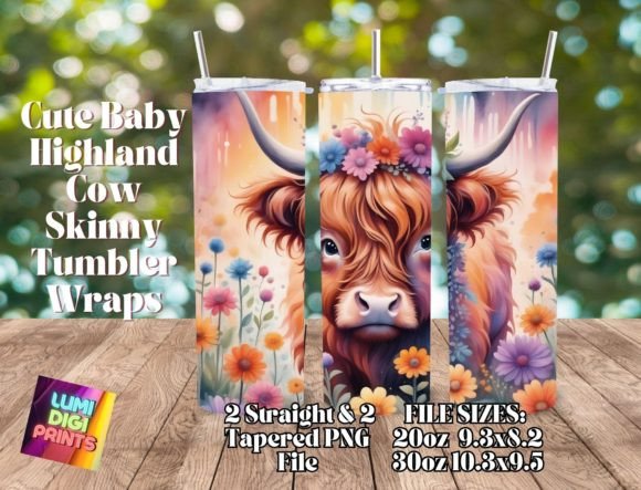 Download Highland Cow Watercolor Tumbler Wrap PNG - Tumbler Collection