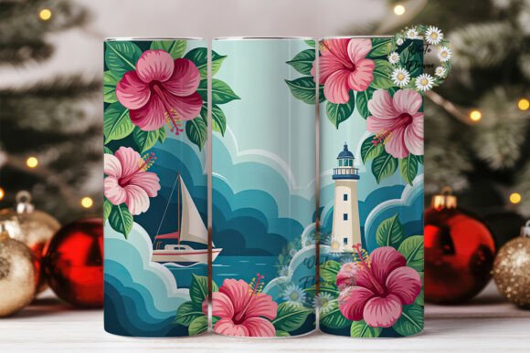 Download Tropical Nautical Tumbler Wrap - Tumbler Collection