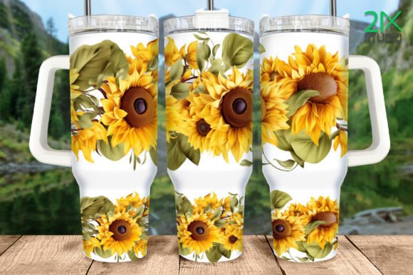 Download 3D Sunflower 40oz Quencher Tumbler Wrap - Tumbler Collection