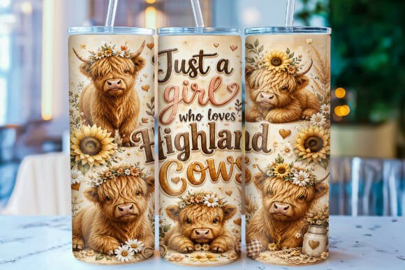 Download Highland Cow 20oz Tumbler Wrap PNG - Tumbler Collection