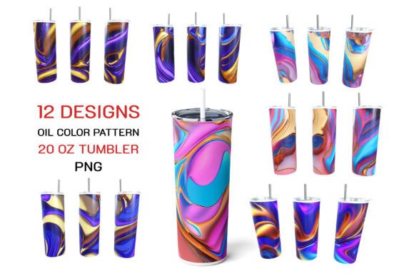 Download Colorful Oil Color Pattern Tumbler Wrap - Tumbler Collection