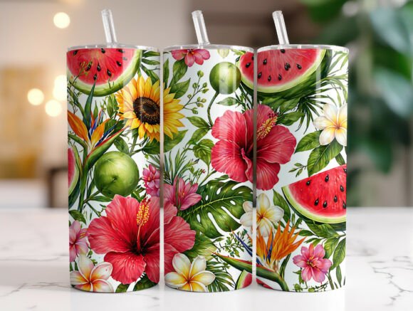 Download Tropical Fruit Floral Summer Tumbler PNG - Tumbler Collection