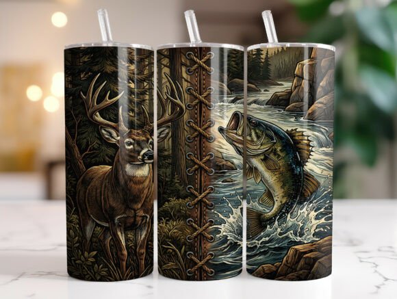Download Fishing Hunting 20oz Skinny Tumbler Wrap - Tumbler Collection