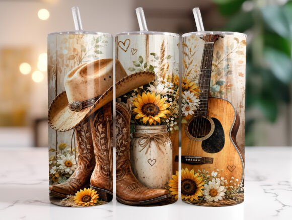 Download Rustic Western Floral Tumbler Wrap - Tumbler Collection