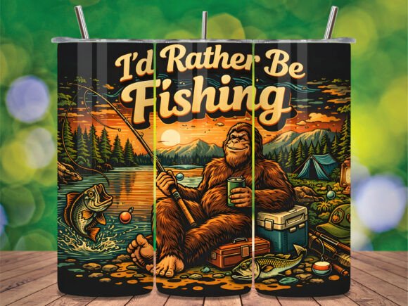 Download Bigfoo I'd Rather Be Fishing Tumbler - Tumbler Collection