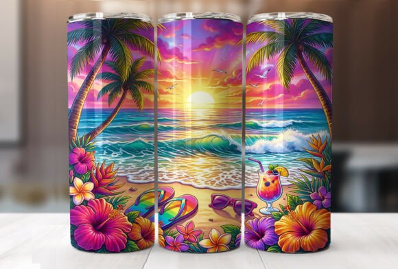 Download Tropical Sunset Beach Tumbler Wrap PNG - Tumbler Collection
