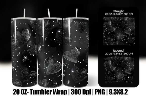 Download Black Valentine Heart Tumbler Wrap Png - Tumbler Collection