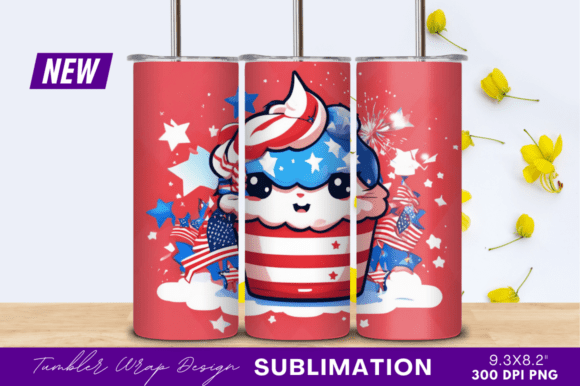 Download Patriotic Cupcake Fourth Tumbler - Tumbler Collection