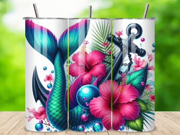 Download Mermaid Ocean Nautical Tumbler Wrap V.1 - Tumbler Collection