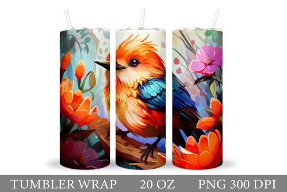 Download Bird Flowers Tumbler Design - Tumbler Collection