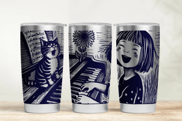 Download Girl and Cat 20oz 30oz Laser Tumbler SVG - Tumbler Collection